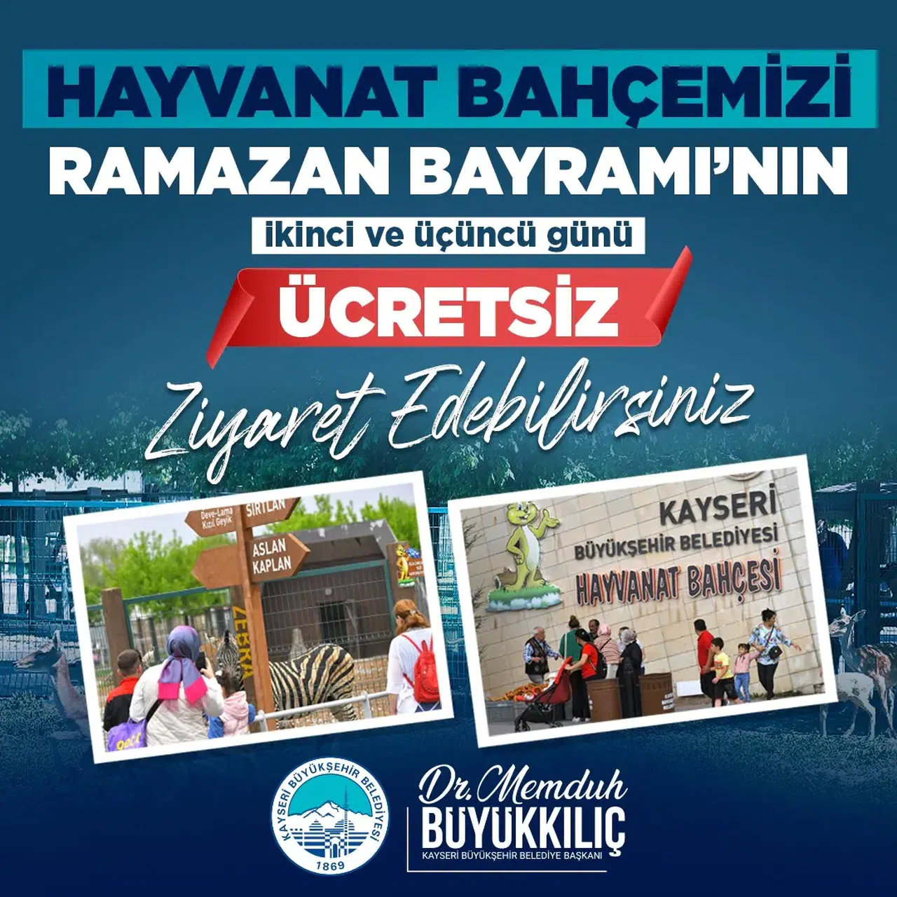 Kayseri'de Ramazan Bayramı'nda hayvanat bahçesi ücretsiz ziyaretçilere açılıyor!