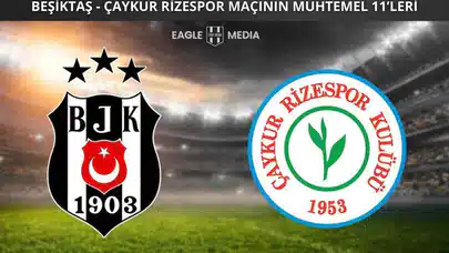 Beşiktaş - Çaykur Rizespor Maçının Muhtemel 11’leri