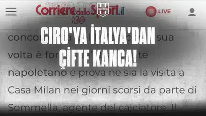 Ciro’ya İtalya’dan Çifte Kanca