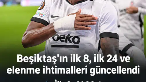 Beşiktaş'ın Avrupa'da ilk 8'e kalma ihtimali yüzde 60,1'e yükseldi
