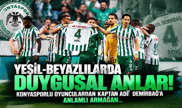 Yeşil-Beyazlılarda Duygusal Anlar! Konyasporlu Oyunculardan Kaptan Adil Demirbağ’a Anlamlı Armağan...