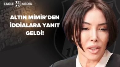 Beşiktaş eski yöneticisi Avukat Altın Mimir'in, Kaan Şakul hakkında medyada çıkan iddialara yanıt verdiği açıklamayı yansıtan görsel; siyah zemin üzerinde Altın Mimir'in portresi ve “Altın Mimir’den İddialara Yanıt Geldi!” başlığı yer almakta.