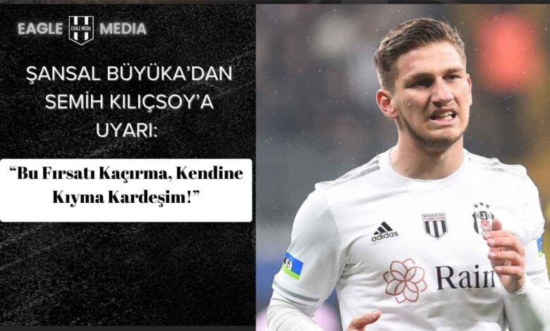 Beşiktaş’ın genç futbolcusu Semih Kılıçsoy’un mücadele anında çekilmiş fotoğrafı. Görsel, Şansal Büyüka’nın “Bu fırsatı kaçırma, kendine kıyma kardeşim!” şeklindeki uyarısıyla ilişkilendirilmiş olup oyuncunun hırsını ve kararlılığını yansıtıyor.