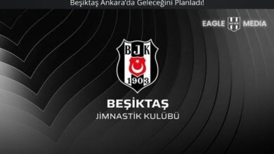 Siyah zemin üzerine Beşiktaş JK logosu ve "Beşiktaş Jimnastik Kulübü" ifadesiyle birlikte üst kısımda "Beşiktaş Ankara’da Geleceğini Planladı!" başlığının yer aldığı görsel.