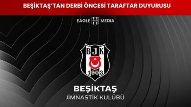 Beşiktaş logosu ve "Beşiktaş’tan Derbi Öncesi Taraftar Duyurusu" başlığı bulunan görsel. Arka planda siyah tonlarda çizgisel tasarım yer alıyor. Görsel, 4 Mayıs'taki Fenerbahçe–Beşiktaş maçı öncesinde yapılan resmi ulaşım bilgilendirmesini temsil ediyor.