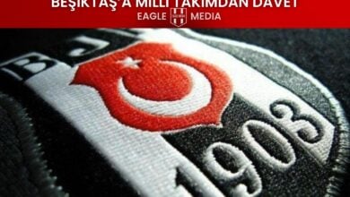 Beşiktaş arması yakından çekilmiş; üstte "Beşiktaş’a Millî Takımdan Davet" başlığı ve Eagle Media logosu yer alıyor.