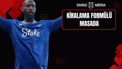 Everton formasıyla kollarını kaldırmış şekilde görülen Beto’nun yer aldığı görsel; arka planda siyah zemin üzerinde “Kiralama Formülü Masada” ifadesiyle Beşiktaş’ın transfer planını yansıtan haber görseli.