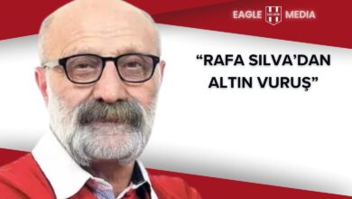 Milliyet gazetesi spor yazarı Bilal Meşe, kırmızı beyaz arka planlı görselde yer alıyor. Sağ yanında “Rafa Silva’dan Altın Vuruş” ifadesi bulunuyor. Görsel, Alanyaspor-Beşiktaş maçıyla ilgili yaptığı köşe yazısına atıf taşıyor.