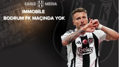 Beşiktaş formasıyla gol sevincini yaşayan Ciro Immobile'nin yer aldığı görsel. Üzerinde “Immobile Bodrum FK maçında yok” yazısı yer alıyor.