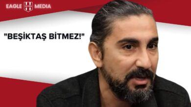 Spor yorumcusu Ergin Aslan, Beşiktaş’ın Fenerbahçe’yi deplasmanda mağlup ettiği derbi sonrası değerlendirmelerde bulunuyor; görselde “Beşiktaş Bitmez!” ifadesi yer alıyor.