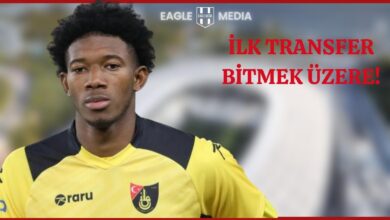 İstanbulspor’un sarı-siyah formasını giyen Gaoussou Diarra’nın ciddi bir yüz ifadesiyle objektife baktığı bir kare. Arka planda flu Tüpraş Stadyumu silueti yer alıyor. Üstte kırmızı harflerle “İlk Transfer Bitmek Üzere!” yazısı dikkat çekiyor.