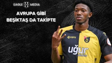 İstanbulspor formasıyla poz veren Gaoussou Kyassou Diarra, arka planda siyah zemin üzerinde “Avrupa Gibi Beşiktaş da Takipte” yazısıyla birlikte; genç oyuncunun transfer gündemini anlatan tematik görsel.