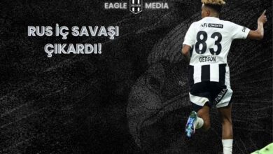 Gedson Fernandes Beşiktaş formasıyla sırt numarası 83 görünüyor; arka planda Eagle Media logosu ve “Rus İç Savaşı Çıkardı” başlığı yer alıyor.