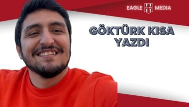 Kırmızı tişörtüyle gülümseyen Eagle Media yorumcusu Göktürk Kısa'nın yer aldığı görselin sağ üst kısmında "Göktürk Kısa Yazdı" başlığı ve Eagle Media logosu bulunuyor.