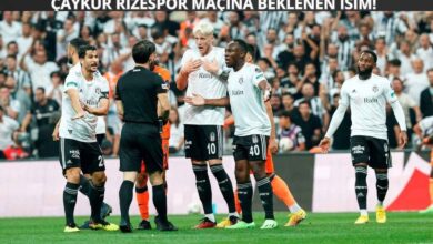 Beşiktaşlı futbolcular sahada hakeme itiraz ederken görüntüleniyor. Çaykur Rizespor maçı öncesi Halil Umut Meler’in hakem olarak atanması sonrası yaşanabilecek tansiyonun görsel yansıması.