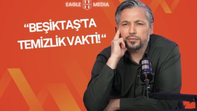 Koyu turuncu arka planda mikrofon başında düşünen pozda oturan İlhan Mansız; yanında “Beşiktaş’ta temizlik vakti!” ifadesi yer alıyor.