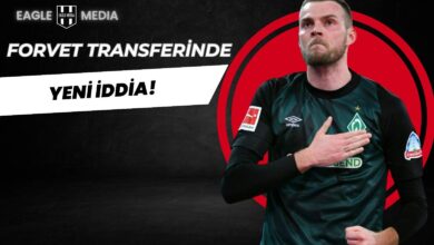 Siyah ve kırmızı tonlarda hazırlanmış kapak görselinde, Werder Bremen forması giyen Marvin Ducksch yer alıyor; üst bölümde Eagle Media logosu ve “Forvet Transferinde Yeni İddia!” başlığı bulunuyor.