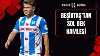 Heerenveen formasıyla sahada yer alan Mats Köhlert; sağda “Beşiktaş’tan Sol Bek Hamlesi” yazısı yer alıyor.