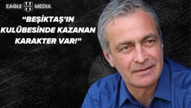 Beşiktaş’ın Kadıköy’deki Fenerbahçe galibiyetini yorumlayan futbol yorumcusu Önder Özen’in portresi ve “Beşiktaş’ın kulübesinde kazanan karakter var!” başlığı, Eagle Media tasarımı.