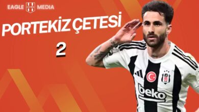 Beşiktaş formasıyla gol sevincini yaşayan Rafa Silva; arka planda turuncu zemin, “Portekiz Çetesi 2” başlığı ve Eagle Media logosu yer almakta.