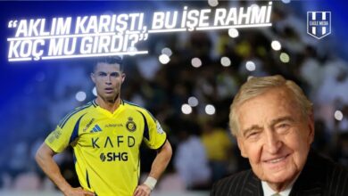 Cristiano Ronaldo Al Nassr formasıyla, yanında Rahmi Koç’un bulunduğu görsel. Üstte Erman Toroğlu’nun iddiası: “Aklım karıştı, bu işe Rahmi Koç mu girdi?”