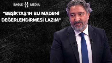 "Gazeteci Serdar Sarıdağ’ın Beşiktaş altyapı ve transfer gündemini değerlendirdiği yayındaki görüntüsü, arka planda 'Beşiktaş’ın Bu Madeni Değerlendirmesi Lazım' başlıklı Eagle Media tasarımı görsel."