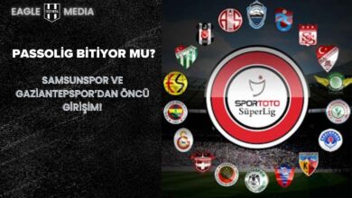 Spor Toto Süper Lig logosu ve kulüp armaları; görselde “Passolig Bitiyor mu? Samsunspor ve Gaziantepspor’dan Öncü Girişim!” başlığı yer alıyor.