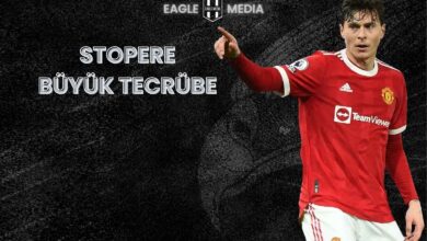 Victor Lindelöf, Manchester United formasıyla sahada, Beşiktaş’ın stoper transfer hedefi olarak gösteriliyor. Arka planda “Stopere Büyük Tecrübe” yazısı ve Eagle Media logosu yer alıyor.