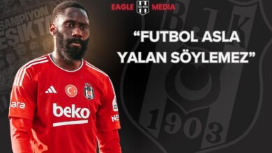Beşiktaş formasıyla Arthur Masuaku'nun yer aldığı görsel; arka planda “Futbol asla yalan söylemez” yazısı ve Beşiktaş logosu görülüyor.