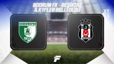 Bodrum FK ve Beşiktaş logolarının yer aldığı görsel. Trendyol Süper Lig'in 38. haftasında oynanacak Bodrum FK - Beşiktaş maçı öncesi ilk 11'ler açıklandı.