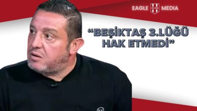 Beşiktaşlı eski futbolcu ve yorumcu Nihat Kahveci, Kontraspor YouTube kanalında yaptığı değerlendirmede “Beşiktaş 3.lüğü hak etmedi” açıklamasında bulunuyor; arka planda Eagle Media logosu yer alıyor.