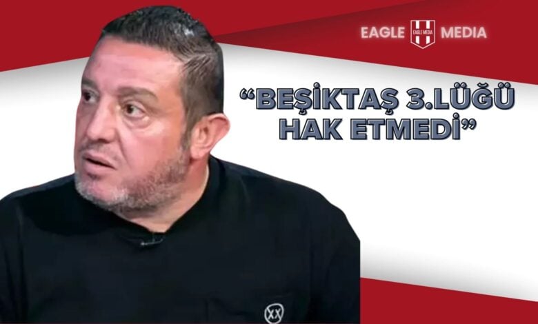 Beşiktaşlı eski futbolcu ve yorumcu Nihat Kahveci, Kontraspor YouTube kanalında yaptığı değerlendirmede “Beşiktaş 3.lüğü hak etmedi” açıklamasında bulunuyor; arka planda Eagle Media logosu yer alıyor.