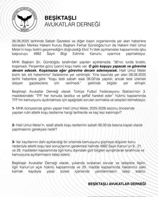 Beşiktaşlı Avukatlar Derneği Açıklama